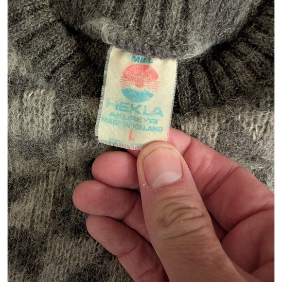 Vintage Hekla Sweater Mens L Icelandic Wool Geometric Crewneck Pullover Akureyri - Picture 5 of 8